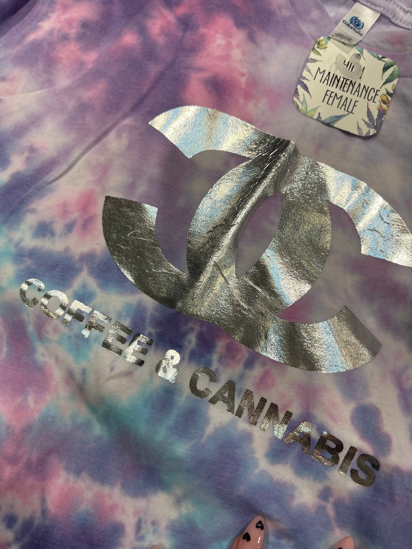 Coffee and cannabis tie dye crop